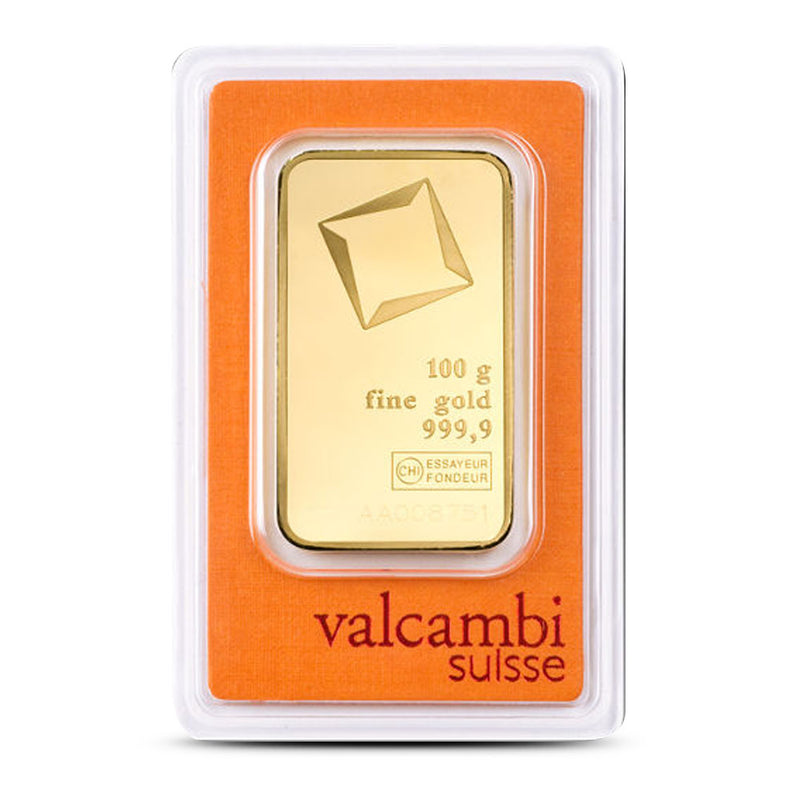 100 Gram Valcambi Gold Bar (New w/ Assay)