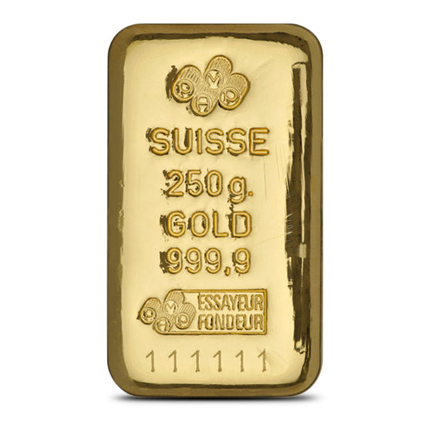 250 Gram PAMP Suisse Gold Bar (New, Cast w/ Assay)