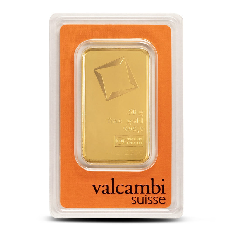 50 Gram Valcambi Gold Bar (New w/ Assay)