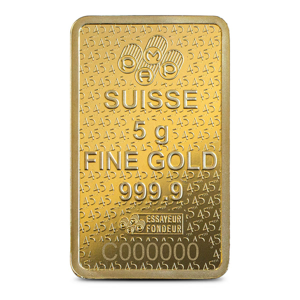 5 Gram PAMP Suisse Lady Fortuna Veriscan 45th Anniversary Gold Bar (New w/ Assay) NEW