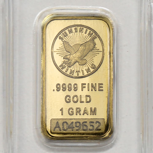 1 Gram Sunshine Gold Bar (New w/ Assay, MintMark SI)