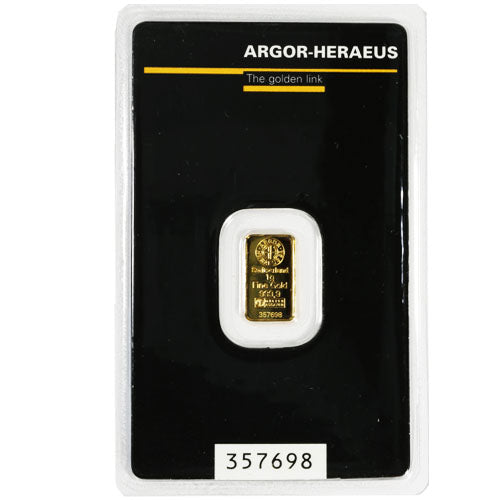 1 Gram Argor Heraeus Gold Bar (New w/ Assay)